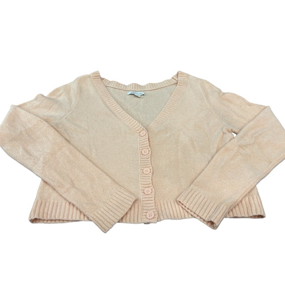 American Eagle Outfitters Peach-Beige XS Cropped Cardigan Sweater